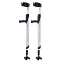 iLiving Forearm Crutches for Adults - Self-Standing Adjustable Mobility Aid with Flip-Up Arm Rest, Ergonomic Handle, 10-Height Settings, Auto-Leveling Base, and 220 lb Capacity, Silver, 1 Pair