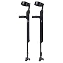 iLiving Forearm Crutches for Adults - Self-Standing Adjustable Mobility Aid with Flip-Up Arm Rest, Ergonomic Handle, 10-Height Settings, Auto-Leveling Base, and 220 lb Capacity, Black, 1 Pair