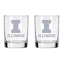 Illinois 2-Sided Satin Finish Rock Glass Set of 2 14oz