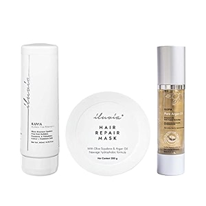 iluvia professional frizz control system - sulfate free shampoo 200ml  hair repair mask 200g  100 pure argan oil 50ml