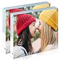 ILYXY 2 Pack Acrylic Frame 4x4, 20% Thicker, 20mm Thick Frameless Clear Picture Frame, Double Sided Magnetic Photo Frame, Free Standing Desktop Display Stand Acrylic Picture Frames