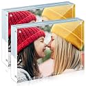 ILYXY 2 Pack Acrylic Frame 5x7, 20% Thicker, 24mm Thick Frameless Clear Picture Frame, Double Sided Magnetic Photo Frame, Free Standing Desktop Display Stand Acrylic Picture Frames