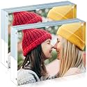 ILYXY 2 Pack Acrylic Frame 8.5x11, 20% Thicker, 24mm Thick Frameless Clear Picture Frame, Double Sided Magnetic Photo Frame, Free Standing Desktop Display Stand Acrylic Picture Frames