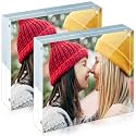 ILYXY 2 Pack Acrylic Frame 8x8, 20% Thicker, 24mm Thick Frameless Clear Square Picture Frame, Double Sided Magnetic Photo Frame, Free Standing Desktop Display Stand Acrylic Picture Frames