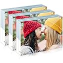 ILYXY 3 Pack Acrylic Frame 3.5x5, 20% Thicker, 20mm Thick Frameless Clear Picture Frame, Double Sided Magnetic Photo Frame, Free Standing Desktop Display Stand Acrylic Picture Frames