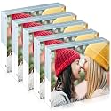 ILYXY 5 Pack Acrylic Frame 4x4, 20% Thicker, 20mm Thick Frameless Clear Picture Frame, Double Sided Magnetic Photo Frame, Free Standing Desktop Display Stand Acrylic Picture Frames