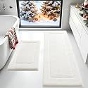 IM HOME Bathroom Rugs Set 2 Pieces,Ultra Soft Plush Fluffy Microfiber Absorbent Bath Mat,Non-Slip Backing, Machine Washable Rug for Bathroom Floor, Tub, Shower (24"x17"+48"x20", Cream)