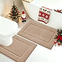 IM HOME Bathroom Rugs Sets 2 Piece, Ultra Soft Plush Fluffy Microfiber Absorbent Bath Mat, Non-Slip Backing, Machine Washable Bath Mats for Bathroom, Tub and Shower (24"x17" + U Shape 24"x20", Brown)