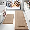 IM HOME Bathroom Rugs Sets 2 Piece, Ultra Soft Plush Fluffy Microfiber Absorbent Bath Mat, Non-Slip Backing, Machine Washable Rug for Bathroom, Tub and Shower (24"x17" + 48"x20", Brown)