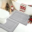 IM HOME Bathroom Rugs Sets 2 Piece, Ultra Soft Plush Fluffy Microfiber Absorbent Bath Mat, Non-Slip Backing, Machine Washable Bath Mats for Bathroom (24"x17" + U Shape 24"x20", Grey)