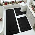 IM HOME Black Bathroom Rugs Sets 3 Piece, Ultra Soft Plush Fluffy Microfiber Absorbent Bath Mat, Non-Slip Backing, Machine Washable Bath Mats for Bathroom Floor, Tub, Toilet and Shower
