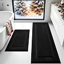 IM HOME Black Bathroom Rugs Sets 2 Piece, Ultra Soft Plush Fluffy Microfiber Absorbent Bath Mat, Non-Slip Backing, Machine Washable Rug for Bathroom Floor, Tub and Shower (24"x17" + 48"x20")