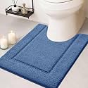 IM HOME Blue Toilet Rugs, Ultra Soft Plush Fluffy Microfiber Absorbent Contour Bathroom Rugs for Toilet, Non-Slip Backing, Machine Washable Bath Mats for Bathroom, Tub, U-Shaped 24"x20"