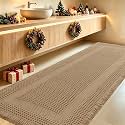 IM HOME Extra Large Waffle Bath Mat, Boho Bathroom Rugs Absorbent Non Slip, Soft Bathroom Mats, Machine Washable Knit Bath Rugs with Tassels for Bathroom, Bedroom, Kitchen, Shower, Tub, Beige, 5'x2'