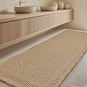 IM HOME Extra Large Waffle Bath Mat, Boho Bathroom Rugs Absorbent Non Slip, Ultra Soft Bathroom Mat, Machine Washable Knit Bath Rugs with Border for Bathroom, Bedroom, Kitchen, Shower, 6'x2', Beige