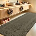 IM HOME Extra Large Waffle Bath Mat, Greyish Green 6'x2', Boho Bathroom Rugs Absorbent Non Slip, Ultra Soft Bathroom Mat, Machine Washable Knit Bath Rugs with Tassels for Bathroom, Kitchen, Tub