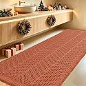 IM HOME Extra Large Waffle Bath Mat, Boho Bathroom Rugs Absorbent Non Slip, Ultra Soft Bathroom Mat, Machine Washable Knit Bath Rugs with Herringbones for Bathroom,Bedroom,Shower,6'x2', Burnt Orange