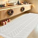 IM HOME Extra Large Waffle Bath Mat, Boho Bathroom Rugs Absorbent Non Slip, Ultra Soft Bathroom Mat, Machine Washable Knit Bath Rugs with Herringbones for Bathroom, Bedroom,Kitchen,Tub, 5'x2', White