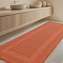 IM HOME Extra Large Waffle Bath Mat, Boho Bathroom Rugs Absorbent Non Slip, Ultra Soft Bathroom Mat, Machine Washable Knit Bath Rugs with Tassels for Bathroom, Bedroom, Kitchen, 6'x2', Burnt Orange