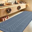 IM HOME Extra Large Waffle Bath Mat, Boho Bathroom Rugs Absorbent Non Slip, Ultra Soft Bathroom Mat, Machine Washable Knit Bath Rugs with Herringbones for Bathroom,Bedroom, Kitchen, Tub, 5'x2', Blue