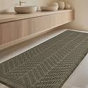 IM HOME Extra Large Waffle Bath Mat, 5'x2' Greyish Green, Boho Bathroom Rugs Absorbent Non Slip, Ultra Soft Bathroom Mat, Machine Washable Knit Bath Rugs with Herringbones for Bathroom, Kitchen