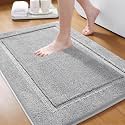 IM HOME Gray Bathroom Rugs 24"x17", Ultra Soft Plush Fluffy Microfiber Absorbent Bath Mat, Non-Slip Backing, Machine Washable Bath Mats for Bathroom Floor, Tub and Shower, Grey