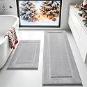 IM HOME Gray Bathroom Rugs Sets 2 Piece, Ultra Soft Plush Fluffy Microfiber Absorbent Bath Mat, Non-Slip Backing, Machine Washable Rug for Bathroom, Tub and Shower (24"x17" + 48"x20", Grey)