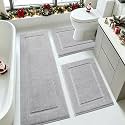 IM HOME Gray Bathroom Rugs Sets 3 Piece, Ultra Soft Plush Fluffy Microfiber Absorbent Bath Mat, Non-Slip Backing, Machine Washable Bath Mats for Bathroom Floor, Tub, Toilet and Shower, Grey