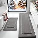IM HOME Grey Bathroom Rugs Sets 2 Piece, Ultra Soft Plush Fluffy Microfiber Absorbent Bath Mat, Non-Slip Backing, Machine Washable Rug for Bathroom, Tub and Shower (24"x17" + 48"x20", Charcoal Gray)