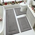 IM HOME Grey Bathroom Rugs Sets 3 Piece, Ultra Soft Plush Fluffy Microfiber Absorbent Bath Mat, Non-Slip Backing, Machine Washable Bath Mats for Bathroom Floor, Tub, Toilet and Shower, Charcoal Gray