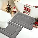 IM HOME Grey Bathroom Rugs Sets 2 Piece, Ultra Soft Plush Fluffy Microfiber Absorbent Bath Mat, Non-Slip Backing, Machine Washable Bath Mats for Bathroom (24"x17" + U Shape 24"x20", Charcoal Gray)