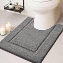 IM HOME Grey Toilet Rugs, Ultra Soft Plush Fluffy Microfiber Absorbent Contour Bathroom Rugs for Toilet, Non-Slip Backing, Machine Washable Bath Mats for Bathroom, Tub, Charcoal Gray/U-Shaped 24"x20"