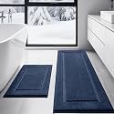 IM HOME Navy Blue Bathroom Rugs Sets 2 Piece, Ultra Soft Plush Fluffy Microfiber Absorbent Bath Mat, Non-Slip Backing, Machine Washable Rug for Bathroom, Tub and Shower (24"x17" + 48"x20")