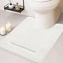IM HOME Toilet Rugs, Ultra Soft Plush Fluffy Microfiber Absorbent Contour Bathroom Rugs for Toilet, Non-Slip Backing, Machine Washable Bath Mats for Bathroom, Tub, Cream White/U-Shaped 24"x20"