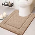 IM HOME Toilet Rugs, Ultra Soft Plush Fluffy Microfiber Absorbent Contour Bathroom Rugs for Toilet, Non-Slip Backing, Machine Washable Bath Mats for Bathroom Floor, Tub and Shower, Brown
