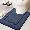 IM HOME Toilet Rugs, Ultra Soft Plush Fluffy Microfiber Absorbent Contour Bathroom Rugs for Toilet, Non-Slip Backing, Machine Washable Bath Mats for Bathroom, Tub, Navy Blue/U-Shaped 24"x20"