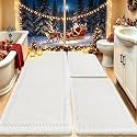 IM HOME Upgrade Waffle Bath Mat Set 3 Piece, Boho Bathroom Rugs Absorbent Non Slip, Soft Bathroom Mats, Machine Washable Knit Bath Rugs with Border for Bathroom, Bedroom, Kitchen, Shower, Tub, White
