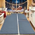 IM HOME Upgrade Waffle Bath Mat Set 3 Piece, Boho Bathroom Rugs Absorbent Non Slip, Soft Bathroom Mats, Machine Washable Knit Bath Rugs with Border for Bathroom, Bedroom, Kitchen, Shower, Tub, Blue