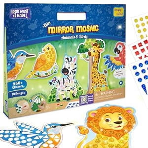 imagimake mirror mosaic  animals amp birds  mess free diy mosaic craft kit  950 foil sticker  travel toys for kids  birthday gift for kids ages 345678