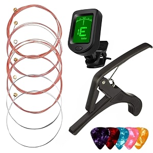 imaginea acoustic guitar tuner capo string set with picks  guitar accessories combo for electric guitar  clip-on tuner steel strings capo5 picksmulticolour