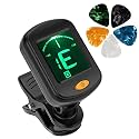 IMAGINEA Digital Guitar Tuner - Clip-On Chromatic Tuner for Acoustic, Electric, Bass, and Ukulele with High Accuracy & Easy Display (5 Picks)