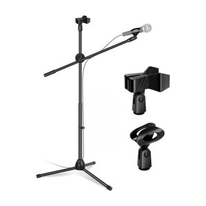 imaginea foldable tripod stand adjustable height mic clip holders for singing speech double music instrument stand