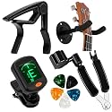 IMAGINEA Guitar Accessories Kit with Clip-On Digital Tuner, Capo, Wall Mount Hanger, String Winder Cutter Tool & 5 Picks | Complete guitar Maintenance and Playing Set