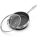 imarku Non Stick Frying Pans, 11.8 inch Hybrid Frying Pans Nonstick with Tempered Glass Lid, Stainless Steel Skillet, Dishwasher and Oven Safe Cooking Pan, Works with All Cooktops, PFOA Free Cookware