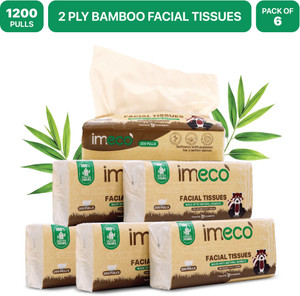 imeco bamboo facial tissues papers 200 pulls  2 ply  ultra-soft  biodegradable
