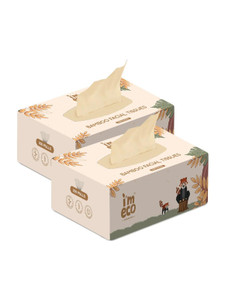 imeco soft 100 organic 2 plybamboo facial tissue box pack of 2  200 pulls