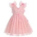 IMEKIS Toddler Kids Girls Butterfly Dress Sparkle Sequins Tulle Wedding Formal Birthday Dresses 2-10T