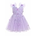 IMEKIS Toddler Kids Girls Butterfly Dress Sparkle Sequins Tulle Wedding Formal Birthday Dresses 2-10T