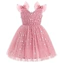 IMEKIS Toddler Kids Girls Butterfly Dress Sparkle Sequins Tulle Wedding Formal Birthday Dresses 2-10T