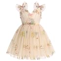 IMEKIS Toddler Kids Girls Butterfly Dress Sparkle Sequins Tulle Wedding Formal Birthday Dresses 2-10T